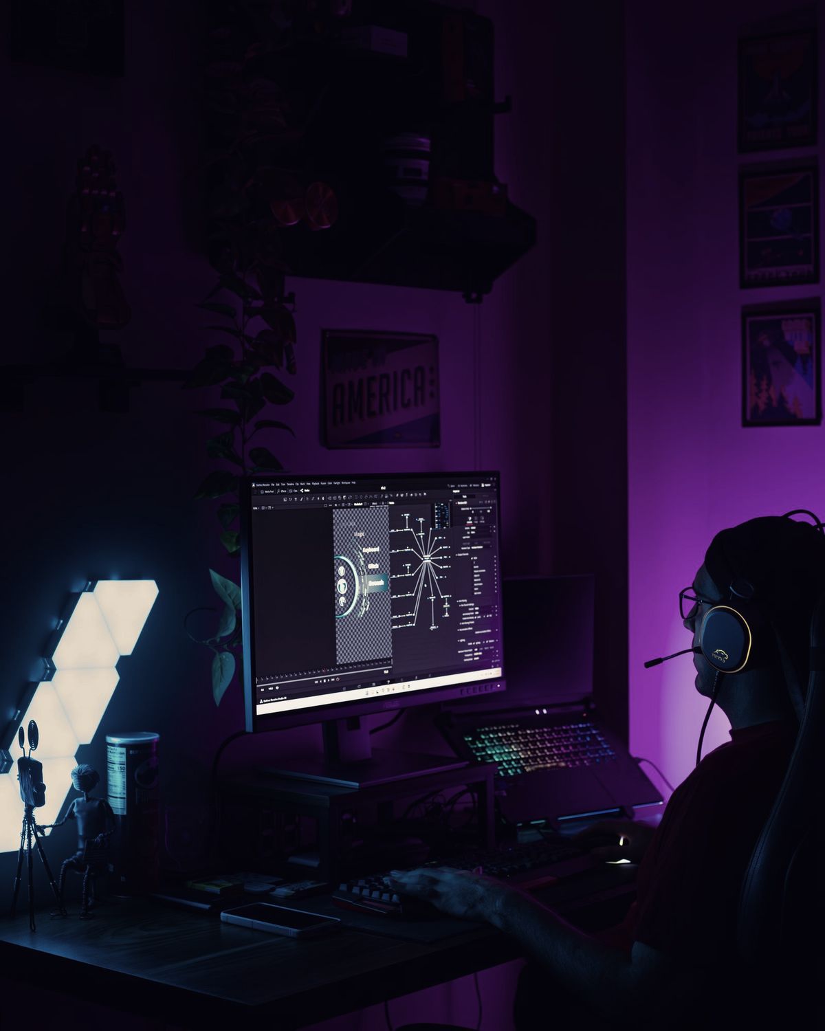 Players competing at pro setups in the Gravity Arena esports zone